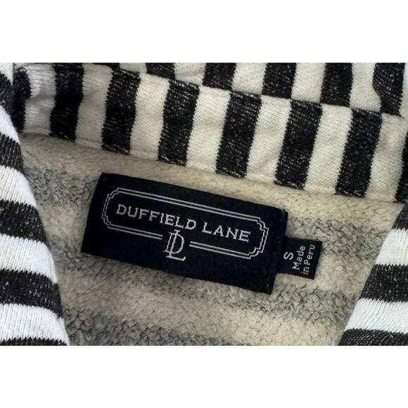 Duffield Lane Womens Small Button Front Jacket Black White Stripe Shirt - Picture 3 of 4